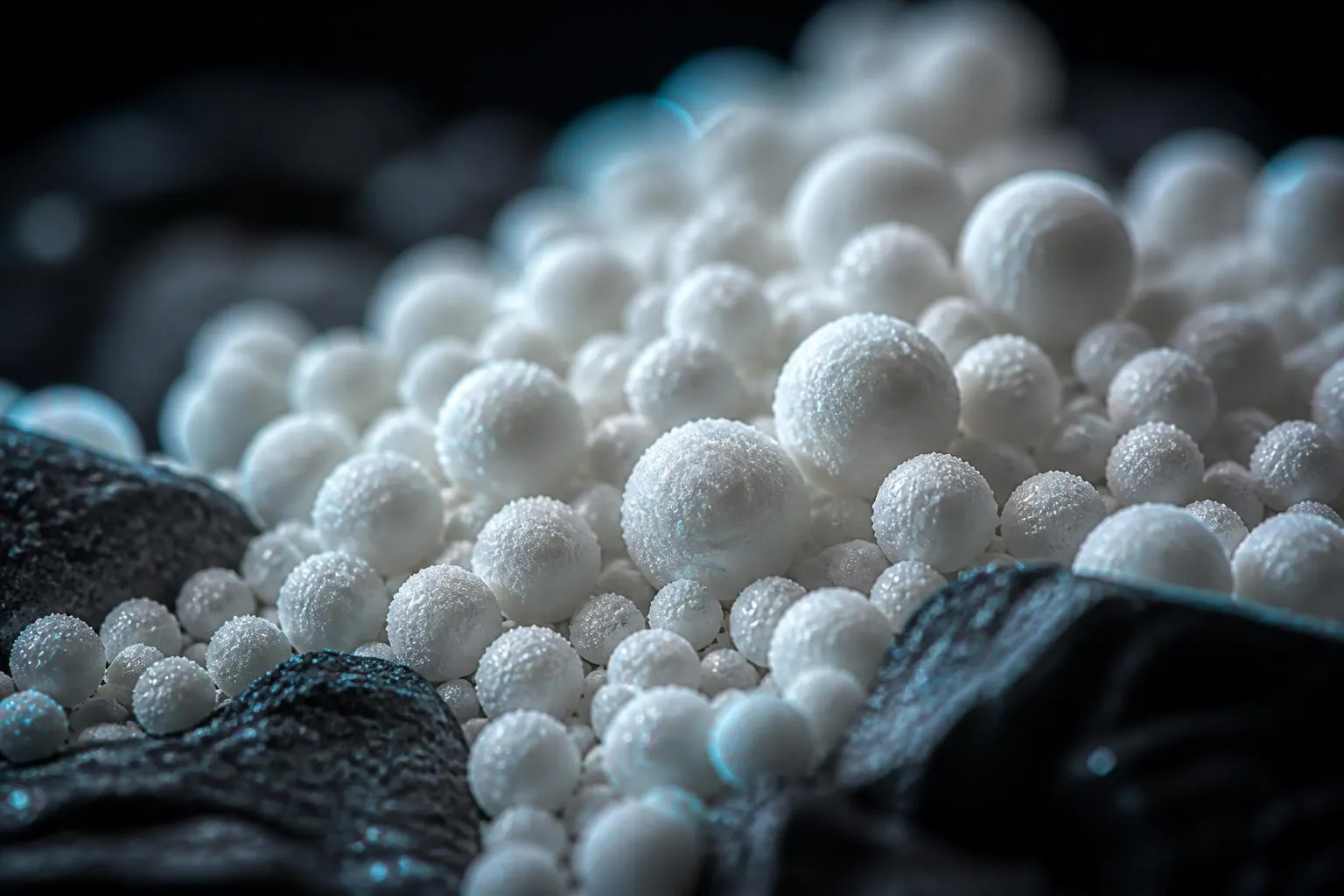 Macro photograph of oolitic aragonite grains